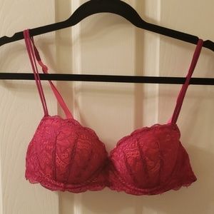 Hot Pink Lacey Date Push-Up Bra